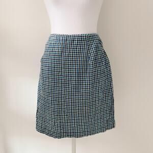 90s Blue & White Gingham Midi Skirt Size 6